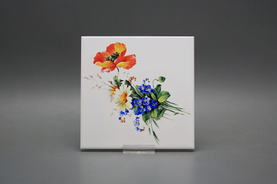 Fliese 15x15cm Feldblumen weiß glänzend č.1