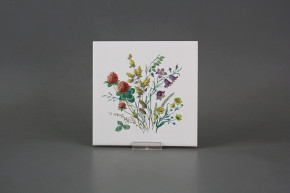 Fliese 15x15cm Blumenwiese Motiv C weiß matt